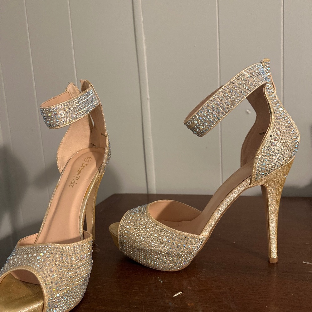 Rhinestone cuffed heels